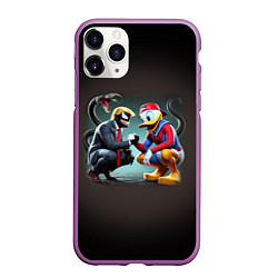 Чехол iPhone 11 Pro матовый Venom-Trump and Spider-Duck meme