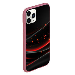 Чехол iPhone 11 Pro матовый Черная абстракция с красными искорками, цвет: 3D-малиновый — фото 2