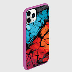 Чехол iPhone 11 Pro матовый Красно-голубая разбитая текстура, цвет: 3D-фиолетовый — фото 2
