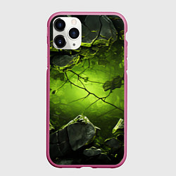 Чехол iPhone 11 Pro матовый Зеленые разбитые плиты