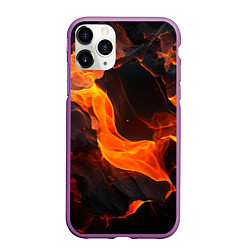 Чехол iPhone 11 Pro матовый Огонь и лава - текстура, цвет: 3D-фиолетовый