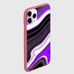 Чехол iPhone 11 Pro матовый Волнистые горизонтальные чёрно-фиолетовые полосы н, цвет: 3D-малиновый — фото 2