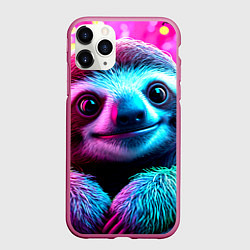 Чехол iPhone 11 Pro матовый Ленивец в розовом