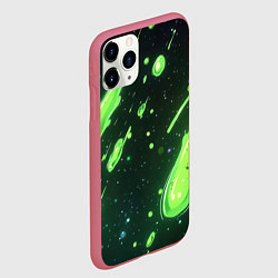 Чехол iPhone 11 Pro матовый Зеленые кислотные брызги, цвет: 3D-малиновый — фото 2