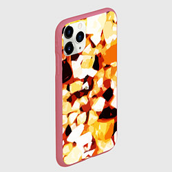 Чехол iPhone 11 Pro матовый Жёлто-белая абстракция на чёрном фоне, цвет: 3D-малиновый — фото 2