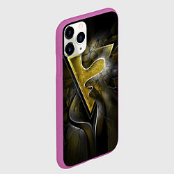 Чехол iPhone 11 Pro матовый Золотой треугольник под стеклянной вуалью с волнам, цвет: 3D-фиолетовый — фото 2