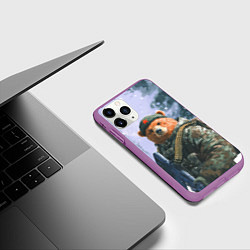 Чехол iPhone 11 Pro матовый Русский солдат патриот, цвет: 3D-фиолетовый — фото 2