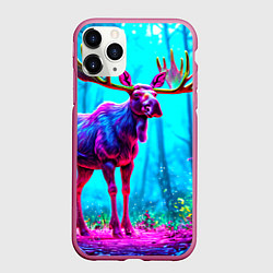 Чехол iPhone 11 Pro матовый Лось в сереневом свете