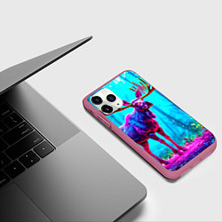 Чехол iPhone 11 Pro матовый Лось в сереневом свете, цвет: 3D-малиновый — фото 2