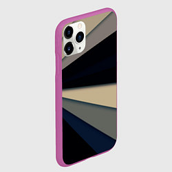 Чехол iPhone 11 Pro матовый Фрактальные линии - темный, цвет: 3D-фиолетовый — фото 2