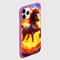 Чехол iPhone 11 Pro матовый Лошадь в огне, цвет: 3D-фиолетовый — фото 2