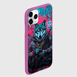 Чехол iPhone 11 Pro матовый Волк с гербом РФ, цвет: 3D-фиолетовый — фото 2