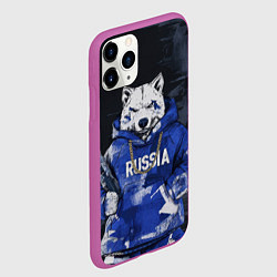 Чехол iPhone 11 Pro матовый Русский волк с автоматом, цвет: 3D-фиолетовый — фото 2