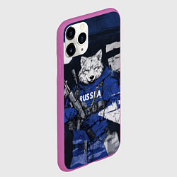 Чехол iPhone 11 Pro матовый Русский вооруженный волк, цвет: 3D-фиолетовый — фото 2