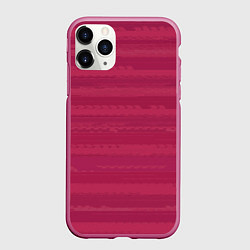 Чехол iPhone 11 Pro матовый Малиновый розовый полосатый, цвет: 3D-малиновый