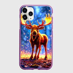 Чехол iPhone 11 Pro матовый Лосенок в лесу, цвет: 3D-фиолетовый