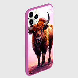 Чехол iPhone 11 Pro матовый Буйвол в розовом, цвет: 3D-фиолетовый — фото 2
