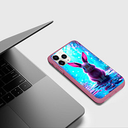 Чехол iPhone 11 Pro матовый Зайчик в сказочном лесу, цвет: 3D-малиновый — фото 2