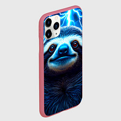 Чехол iPhone 11 Pro матовый Ленивец в разрядах молний, цвет: 3D-малиновый — фото 2