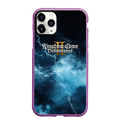 Чехол iPhone 11 Pro матовый Kingdom Come Deliverance 2 синие молнии
