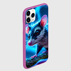 Чехол iPhone 11 Pro матовый Опоссум в синей туманности, цвет: 3D-фиолетовый — фото 2