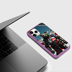 Чехол iPhone 11 Pro матовый Русский медведь абстрактный фон, цвет: 3D-фиолетовый — фото 2