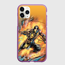 Чехол iPhone 11 Pro матовый Scorpion - Mortal Kombat