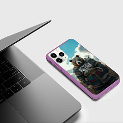 Чехол iPhone 11 Pro матовый Россия - медведь в поле, цвет: 3D-фиолетовый — фото 2