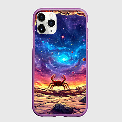 Чехол iPhone 11 Pro матовый Краб смотрит в космос, цвет: 3D-фиолетовый