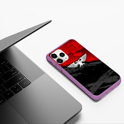 Чехол iPhone 11 Pro матовый Вархаммер - аквила красный, цвет: 3D-фиолетовый — фото 2