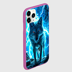 Чехол iPhone 11 Pro матовый Волк в разрядах молнии, цвет: 3D-фиолетовый — фото 2