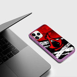 Чехол iPhone 11 Pro матовый Assassins creed: shadows - красная абстракция, цвет: 3D-фиолетовый — фото 2