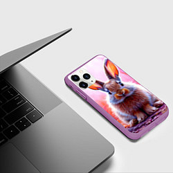 Чехол iPhone 11 Pro матовый Зайчик в розовом, цвет: 3D-фиолетовый — фото 2
