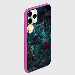 Чехол iPhone 11 Pro матовый Котенок рыцарь с щитом, цвет: 3D-фиолетовый — фото 2