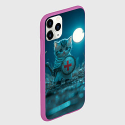 Чехол iPhone 11 Pro матовый Котенок выходит на тропу войны, цвет: 3D-фиолетовый — фото 2