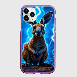 Чехол iPhone 11 Pro матовый Кенгуру в разрядах молнии, цвет: 3D-фиолетовый