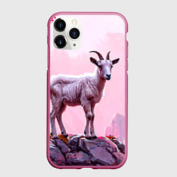 Чехол iPhone 11 Pro матовый Козлик в розовом свете