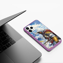 Чехол iPhone 11 Pro матовый Assassins Creed winter, цвет: 3D-фиолетовый — фото 2