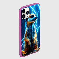 Чехол iPhone 11 Pro матовый Сурикат в разрядах молний, цвет: 3D-фиолетовый — фото 2