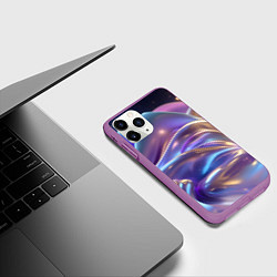 Чехол iPhone 11 Pro матовый Волны космические, цвет: 3D-фиолетовый — фото 2