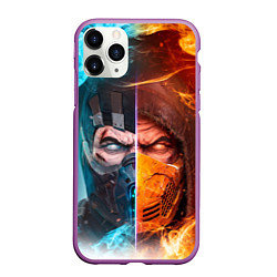 Чехол iPhone 11 Pro матовый Mortal Kombat - Саб-зиро и Скорпион