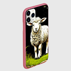 Чехол iPhone 11 Pro матовый Овечка на черном, цвет: 3D-малиновый — фото 2