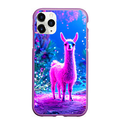 Чехол iPhone 11 Pro матовый Лама в розовом