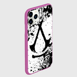 Чехол iPhone 11 Pro матовый Assassins creed shadows - черно-белые брызги, цвет: 3D-фиолетовый — фото 2