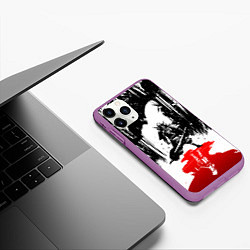 Чехол iPhone 11 Pro матовый Assassins creed shadows - два ассасина, цвет: 3D-фиолетовый — фото 2