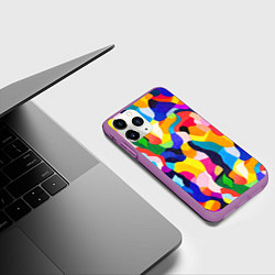 Чехол iPhone 11 Pro матовый Лоскутная абстракция, цвет: 3D-фиолетовый — фото 2