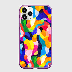 Чехол iPhone 11 Pro матовый Лоскутная абстракция, цвет: 3D-фиолетовый