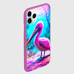 Чехол iPhone 11 Pro матовый Пеликан в сказачном лесу, цвет: 3D-фиолетовый — фото 2