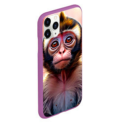 Чехол iPhone 11 Pro матовый Обезьянка в норке, цвет: 3D-фиолетовый — фото 2