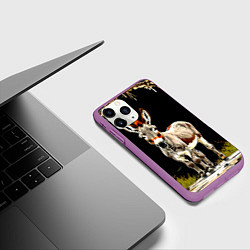 Чехол iPhone 11 Pro матовый Ослик на черном, цвет: 3D-фиолетовый — фото 2